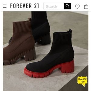 NWT Forever 21 cloth boots, black with red soles, fits size 8